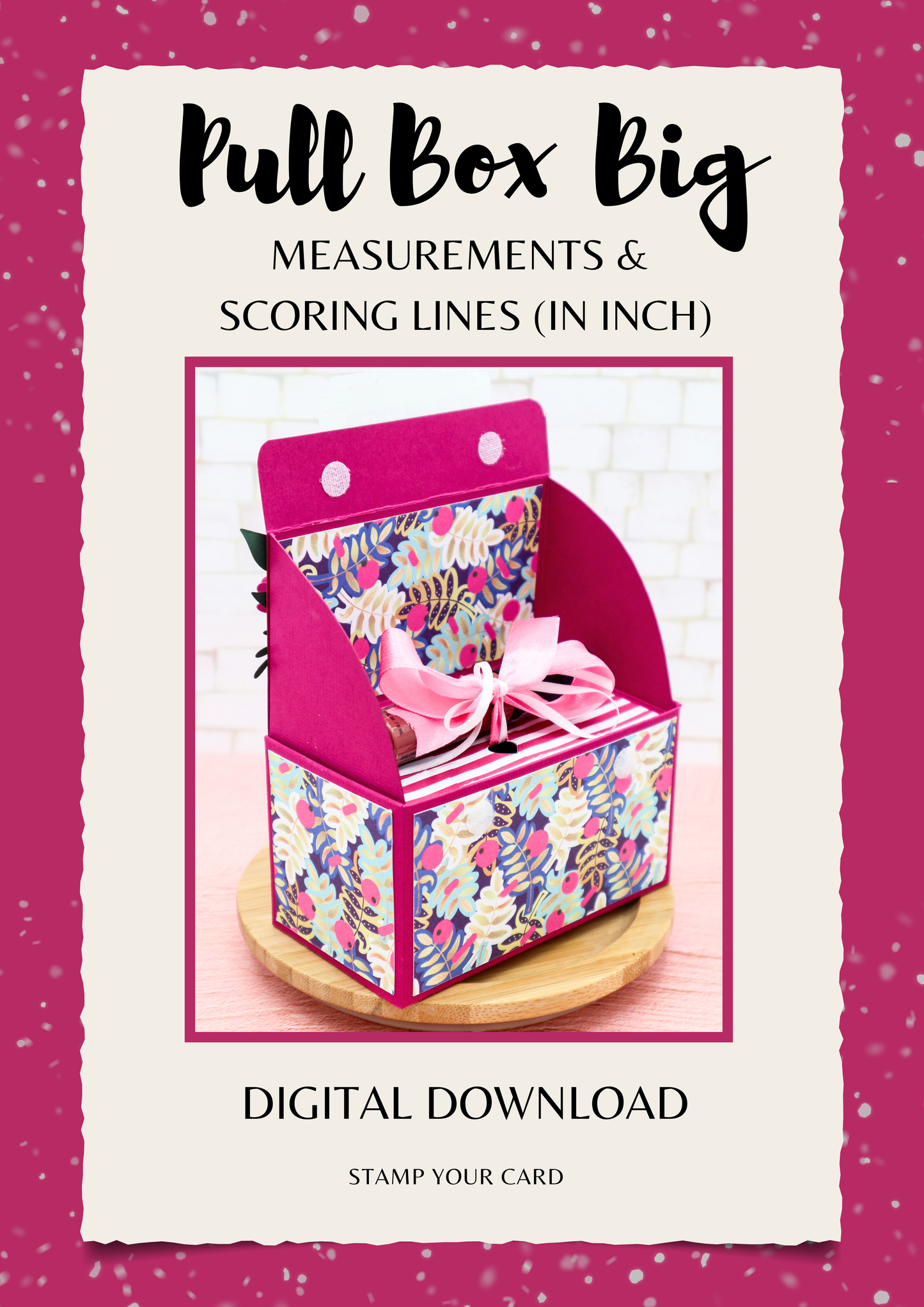 Pull Box Big - measurements & scoring lines in INCH (PDF-Download) ENGLISH