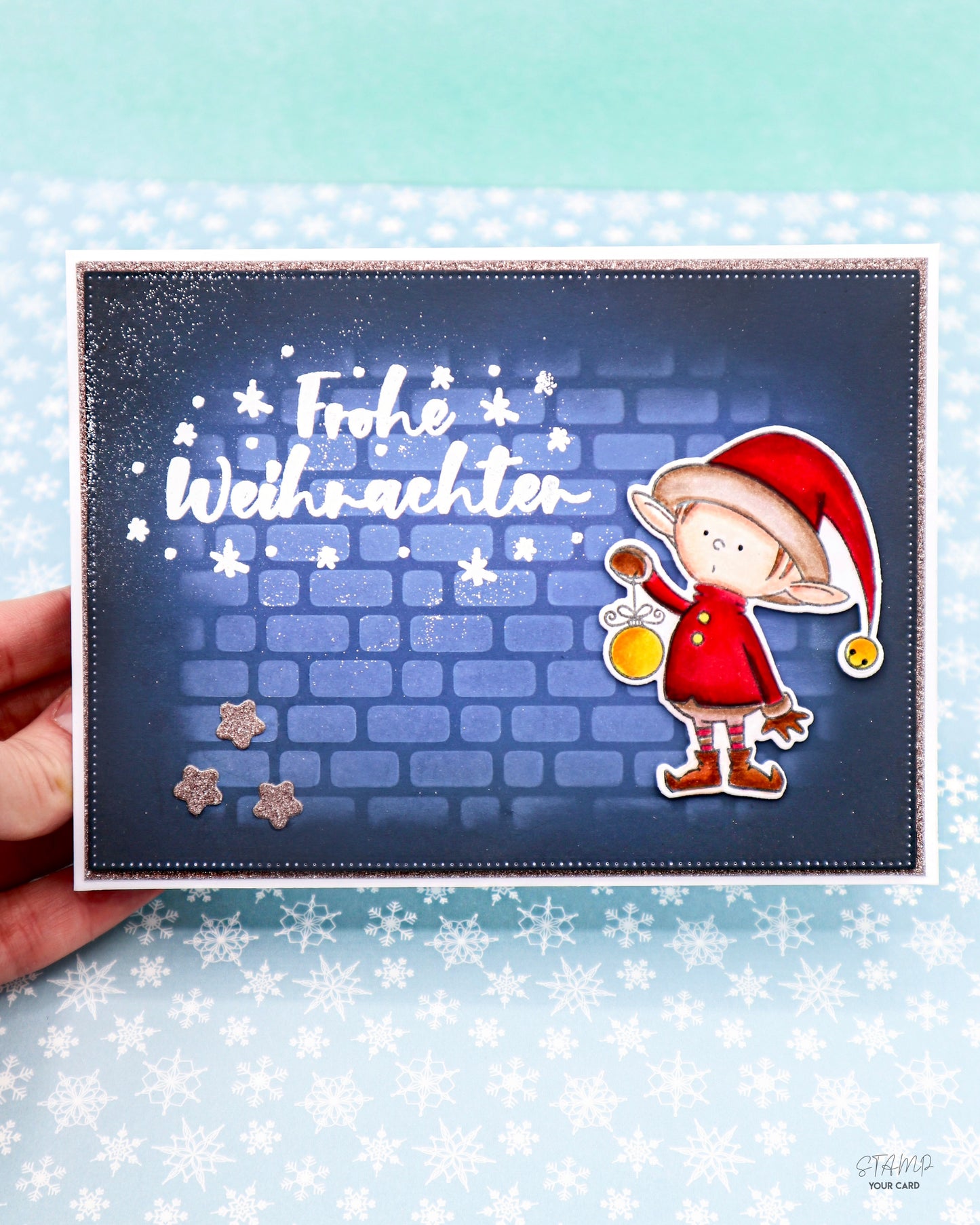 Weihnachtskarte mit Weihnachtself