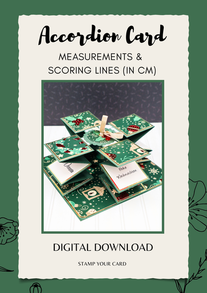 Accordion Card - measurements & scoring lines in CM (PDF-Download) ENGLISH