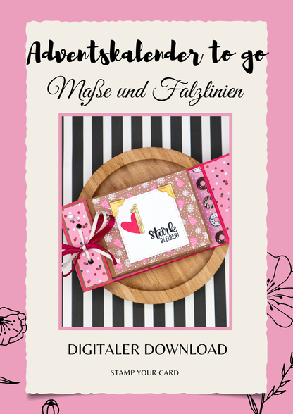 Adventskalender to go - Maße & Falzlinien in CM Angaben (PDF-Download) DEUTSCH