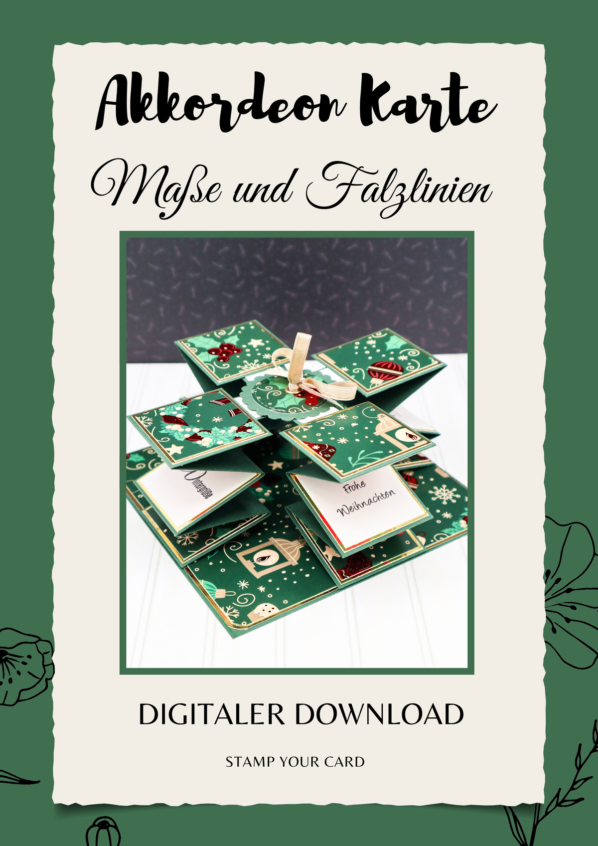 Akkordeon Karte - Maße & Falzlinien in CM Angaben (PDF-Download) DEUTSCH