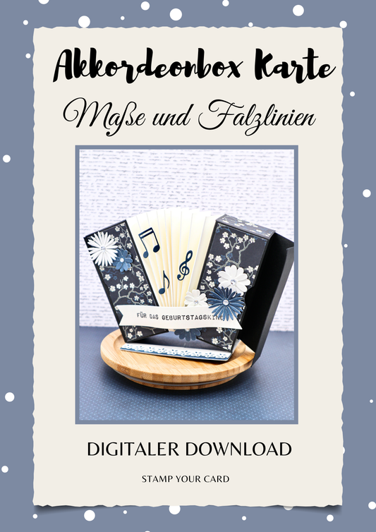 Akkordeonbox Karte - Maße & Falzlinien in CM Angaben (PDF-Download) DEUTSCH