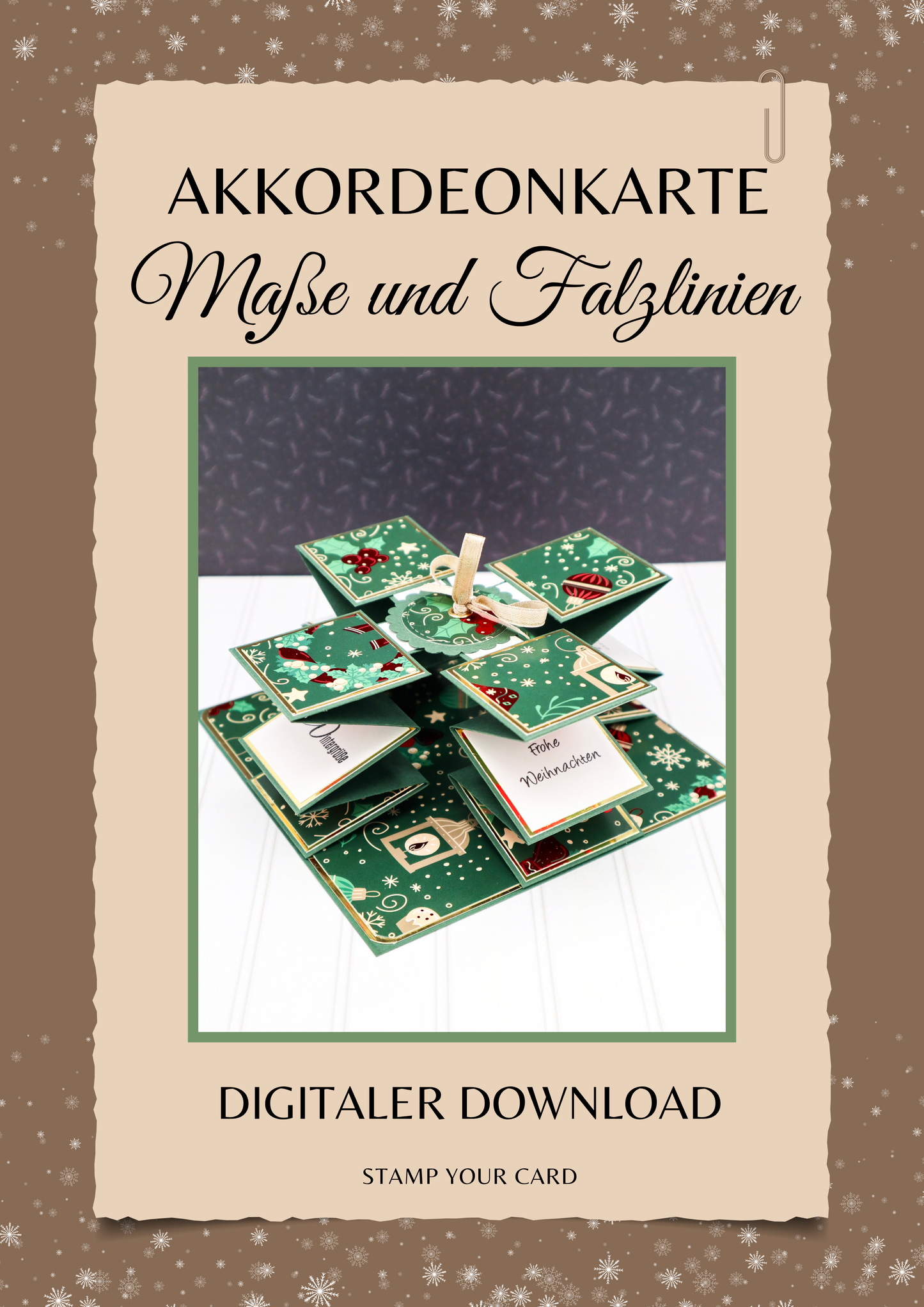 Accordion card - Dimensions &amp; fold lines in cm (PDF download) GERMAN