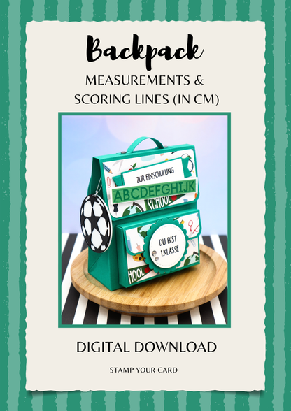 Backpack - measurements & scoring lines in CM (PDF-Download) ENGLISH