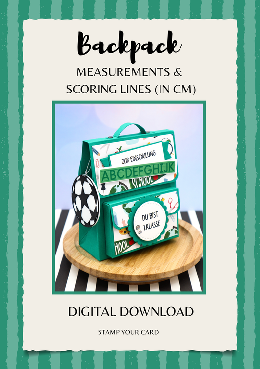 Backpack - measurements & scoring lines in CM (PDF-Download) ENGLISH