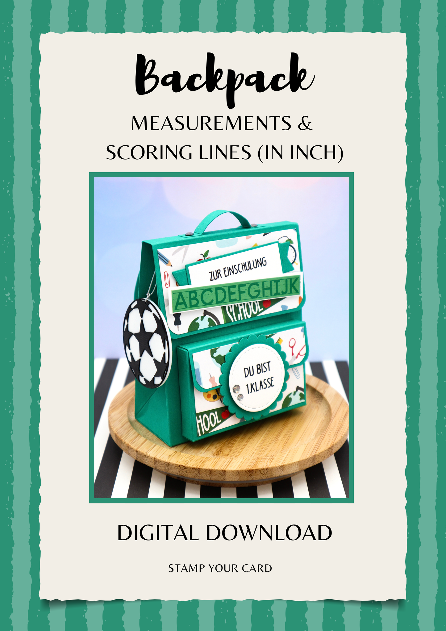 Backpack - measurements & scoring lines in INCH (PDF-Download) ENGLISH