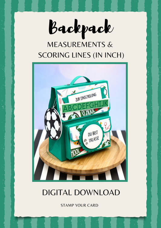 Backpack - measurements & scoring lines in INCH (PDF-Download) ENGLISH