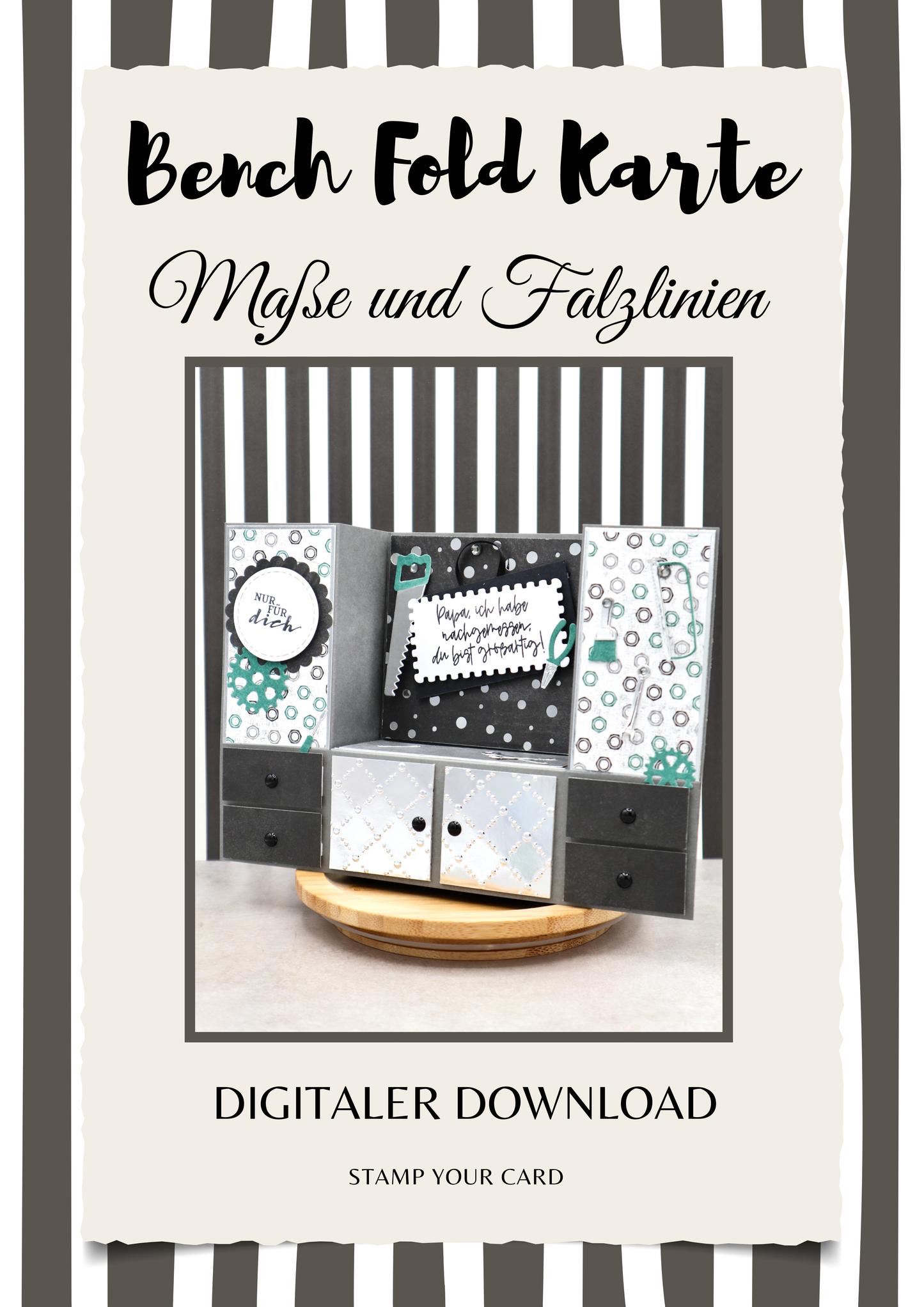 Bench Fold Karte - Maße & Falzlinien in CM Angaben (PDF-Download) DEUTSCH