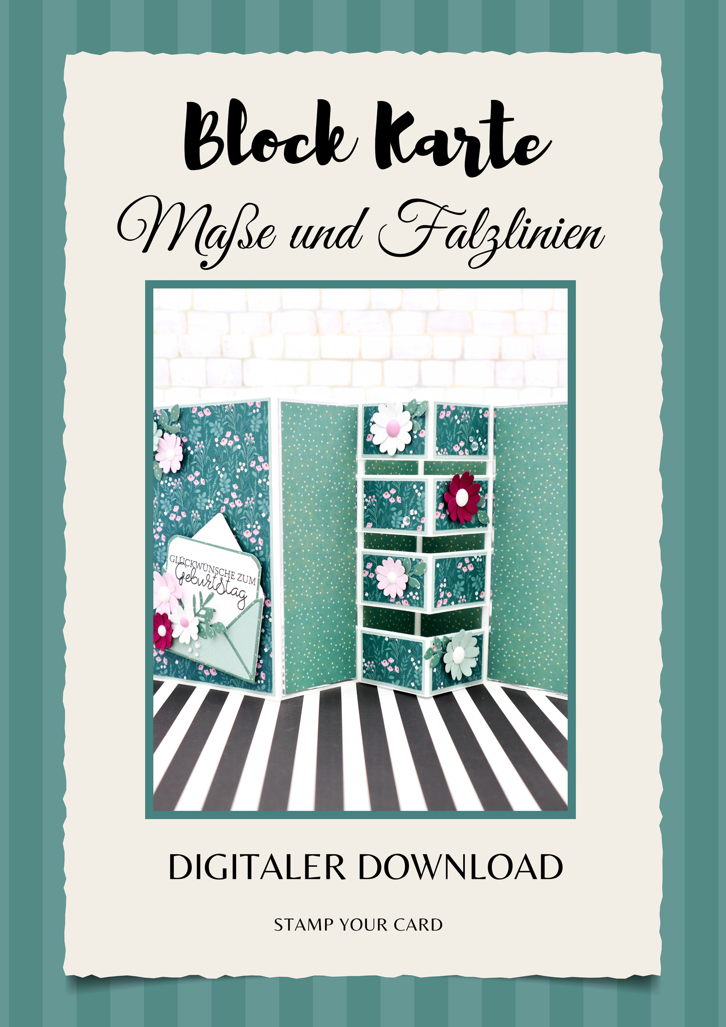 Block Karte - Maße & Falzlinien in CM Angaben (PDF-Download) DEUTSCH