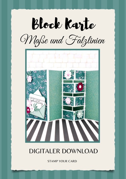 Block Karte - Maße & Falzlinien in CM Angaben (PDF-Download) DEUTSCH