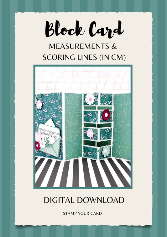 Block Card - measurements & scoring lines in CM (PDF-Download) ENGLISH