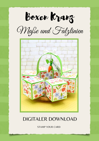 Boxen Kranz - Maße & Falzlinien in CM Angaben (PDF-Download) DEUTSCH