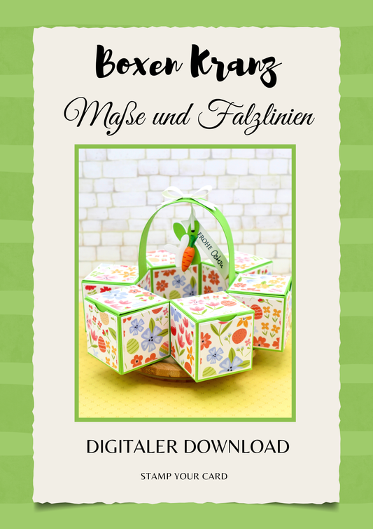 Boxen Kranz - Maße & Falzlinien in CM Angaben (PDF-Download) DEUTSCH