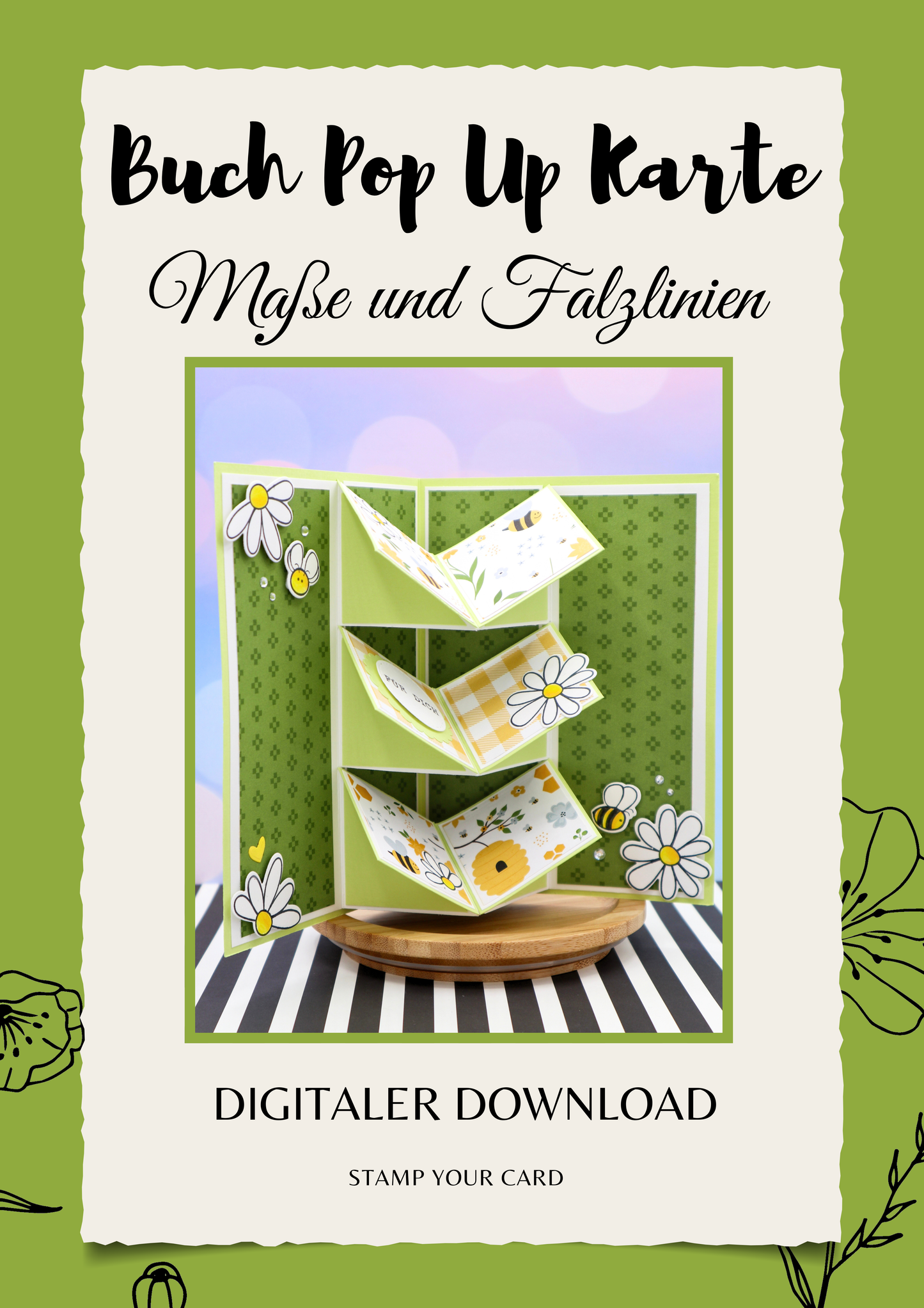 Buch Pop Up Karte - Maße & Falzlinien in CM Angaben (PDF-Download) DEUTSCH