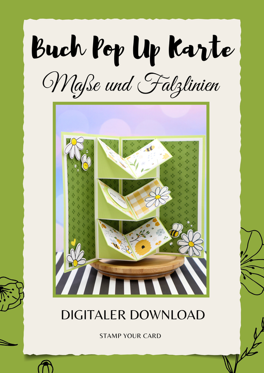 Buch Pop Up Karte - Maße & Falzlinien in CM Angaben (PDF-Download) DEUTSCH