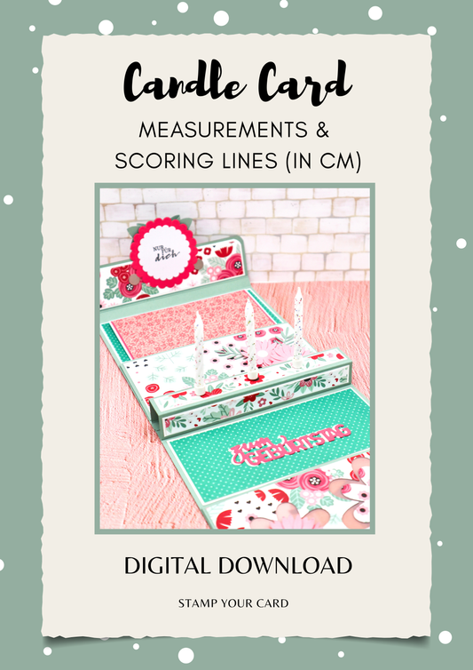 Candle Card - measurements & scoring lines in CM (PDF-Download) ENGLISH