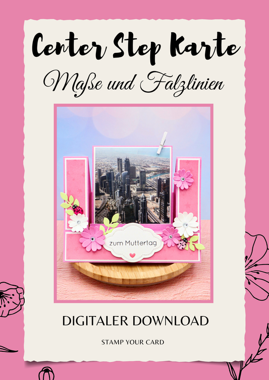 Center Step Karte - Maße & Falzlinien in CM Angaben (PDF-Download) DEUTSCH