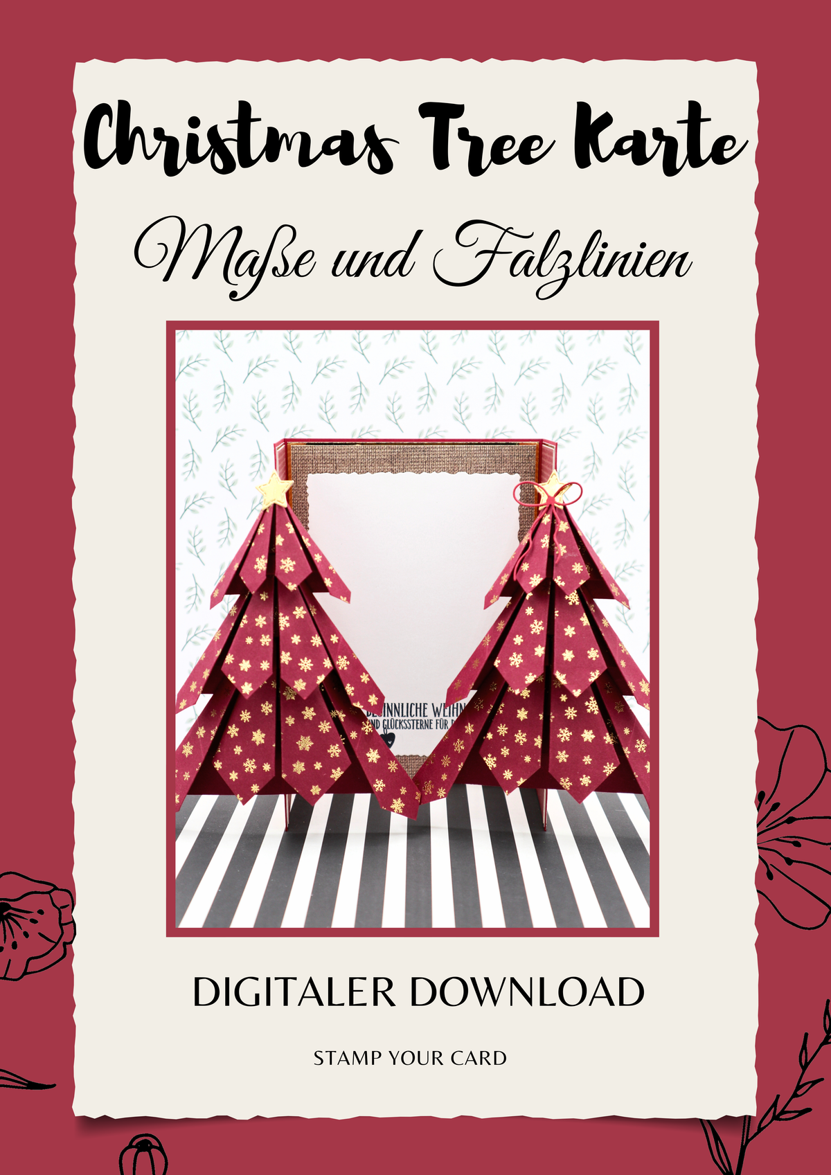 Christmas Tree Karte inkl. Bonus Tutorial - Maße & Falzlinien in CM Angaben (PDF-Download) DEUTSCH