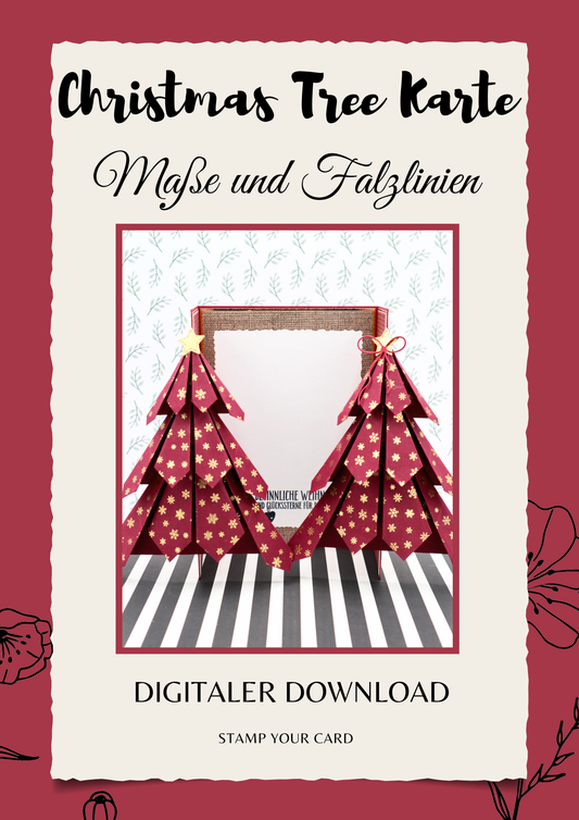 Christmas Tree Karte inkl. Bonus Tutorial - Maße & Falzlinien in CM Angaben (PDF-Download) DEUTSCH