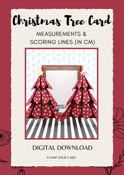 Christmas Tree Card incl. Bonus Tutorial - measurements & scoring lines in CM (PDF-Download) ENGLISH