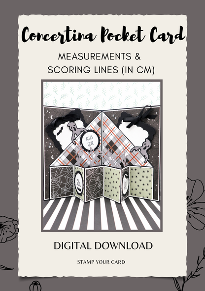 Concertina Pocket Card - measurements & scoring lines in CM (PDF-Download) ENGLISH