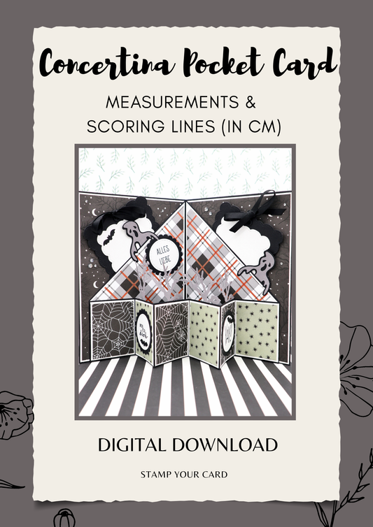 Concertina Pocket Card - measurements & scoring lines in CM (PDF-Download) ENGLISH