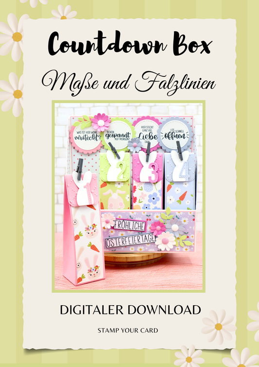 Countdown Box - Maße & Falzlinien in CM Angaben (PDF-Download) DEUTSCH