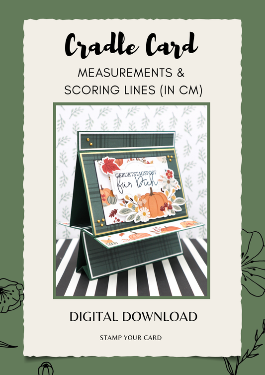 Cradle Card - measurements & scoring lines in CM (PDF-Download) ENGLISH