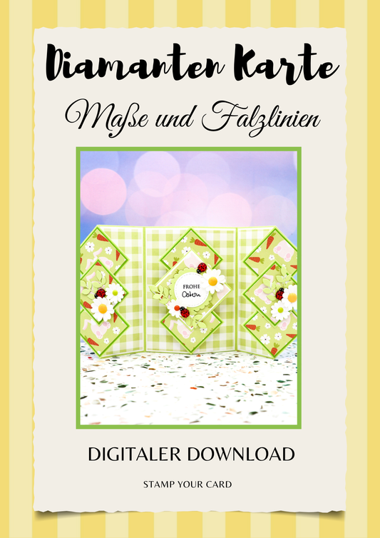 Diamanten Karte - Maße & Falzlinien in CM Angaben (PDF-Download) DEUTSCH