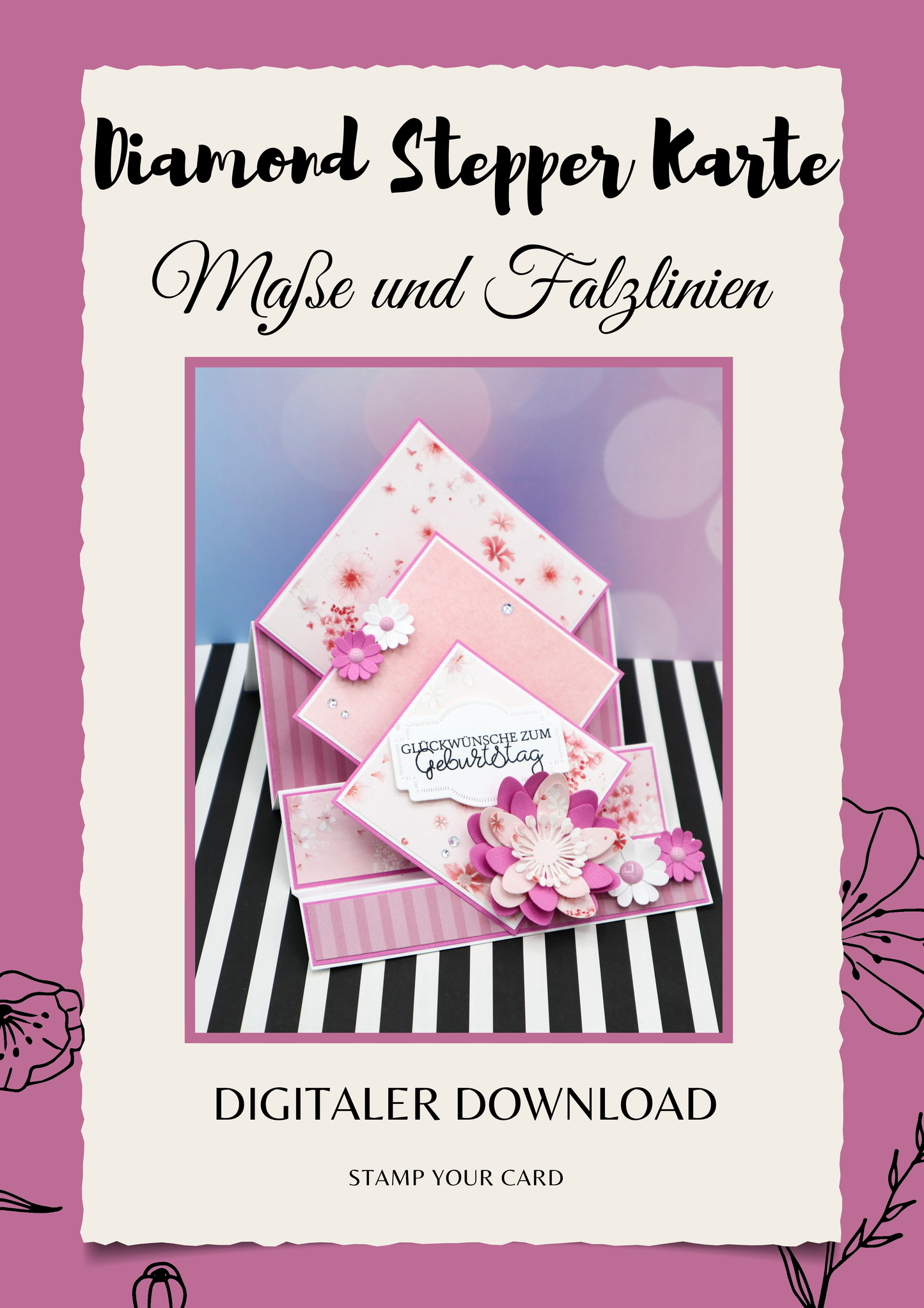 Diamond Stepper Karte - Maße & Falzlinien in CM Angaben (PDF-Download) DEUTSCH