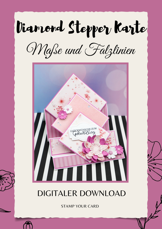 Diamond Stepper Karte - Maße & Falzlinien in CM Angaben (PDF-Download) DEUTSCH