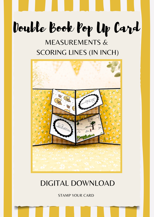 Double Book Pop Up Card - measurements & scoring lines in INCH (PDF-Download) ENGLISH