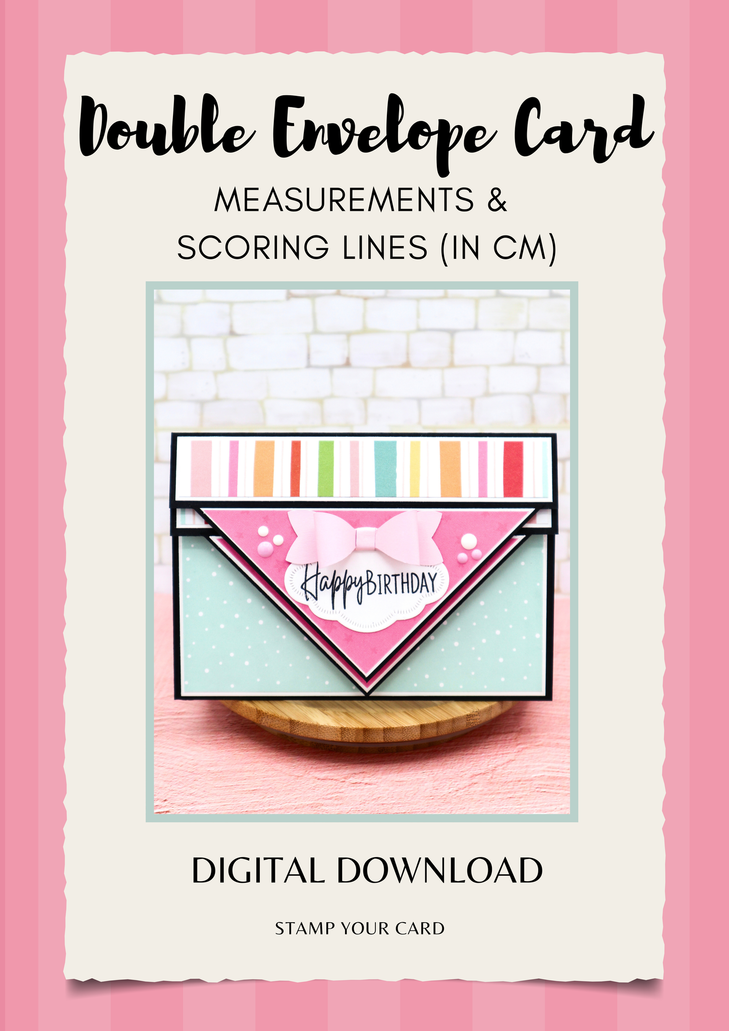 Double Envelope Card - measurements & scoring lines in CM (PDF-Download) ENGLISH