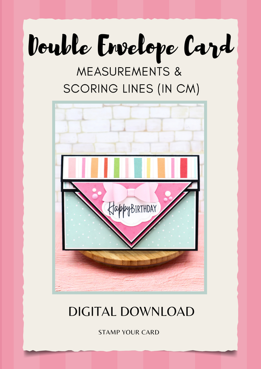Double Envelope Card - measurements & scoring lines in CM (PDF-Download) ENGLISH