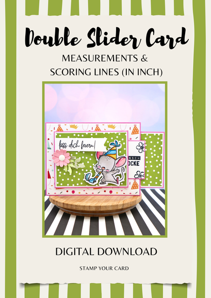 Double Slider Card - measurements & scoring lines in INCH (PDF-Download) ENGLISH