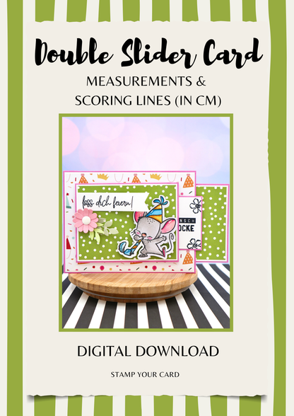 Double Slider Card - measurements & scoring lines in CM (PDF-Download) ENGLISH