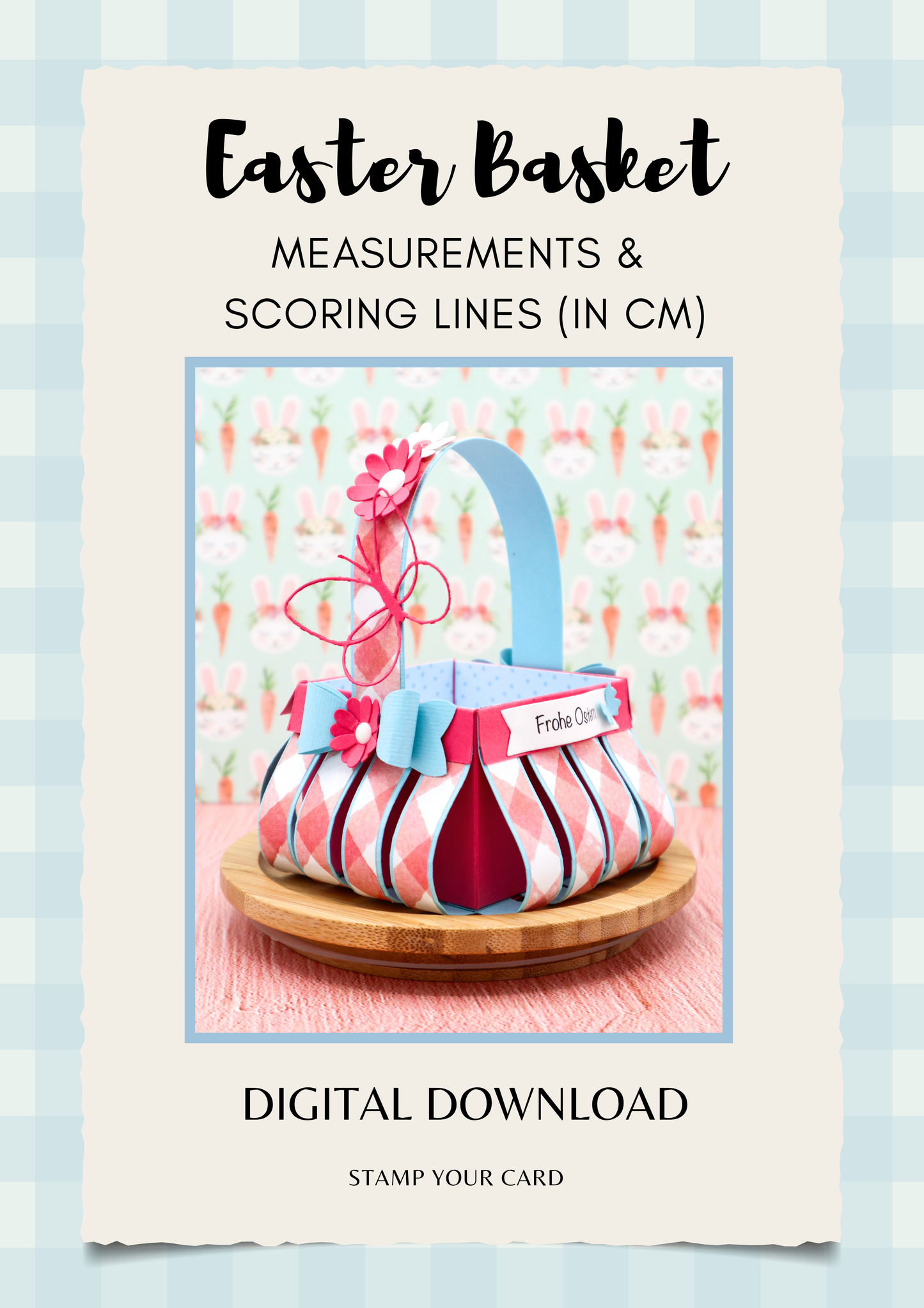 Easter Basket - measurements & scoring lines in CM (PDF-Download) ENGLISH