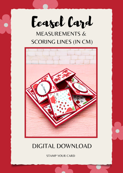 Easel Card - measurements & scoring lines in CM (PDF-Download) ENGLISH