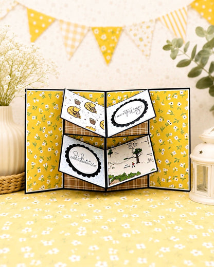 Double Book Pop Up Card - measurements & scoring lines in CM (PDF-Download) ENGLISH