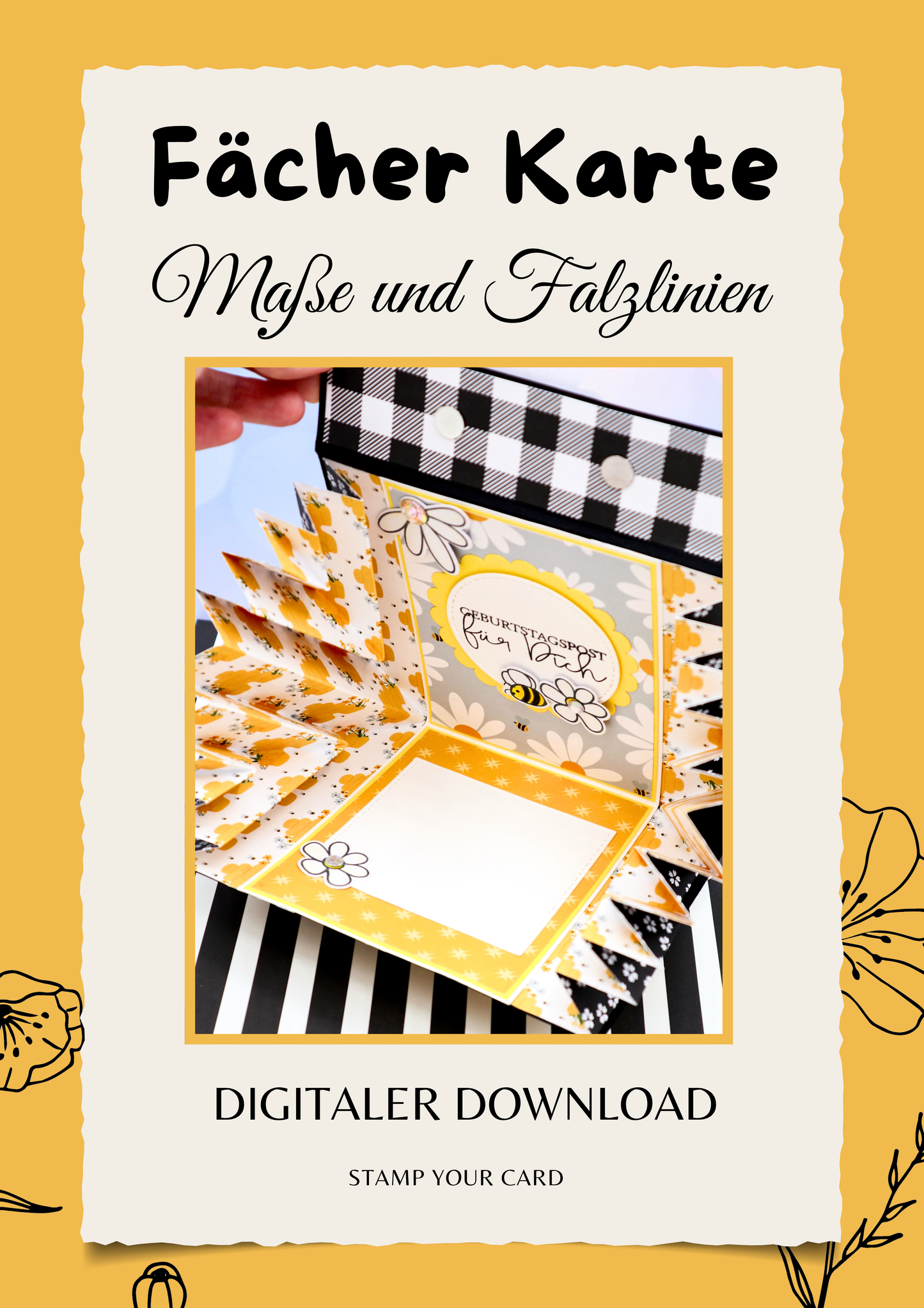 Fächer Karte - Maße & Falzlinien in CM Angaben (PDF-Download) DEUTSCH