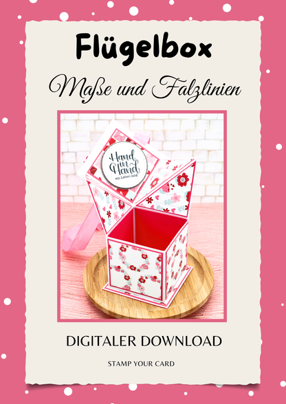 Flügelbox - Maße & Falzlinien in CM Angaben (PDF-Download) DEUTSCH