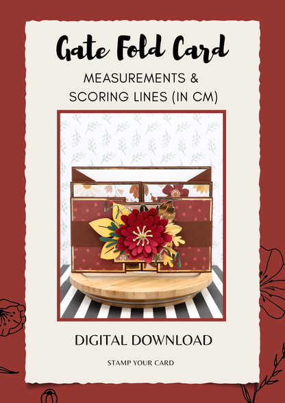 Gate Fold Card - measurements & scoring lines in CM (PDF-Download) ENGLISH
