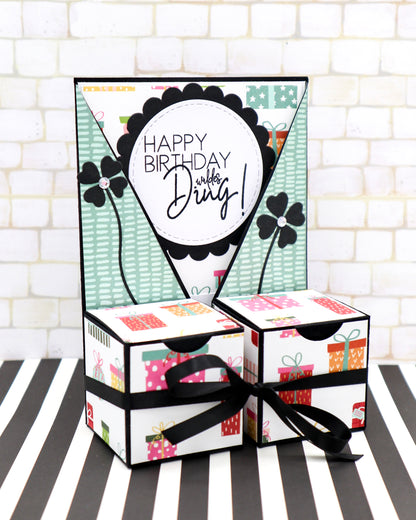 Gift Box Card - measurements & scoring lines in CM (PDF-Download) ENGLISH