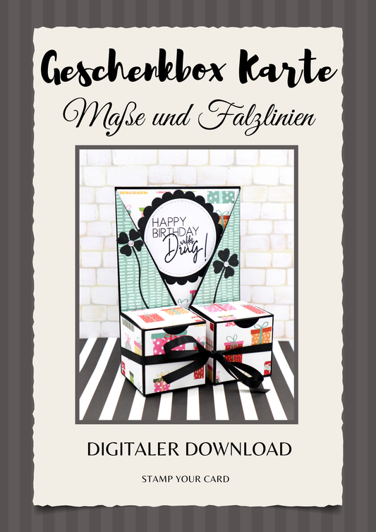 Geschenkbox Karte - Maße & Falzlinien in CM Angaben (PDF-Download) DEUTSCH