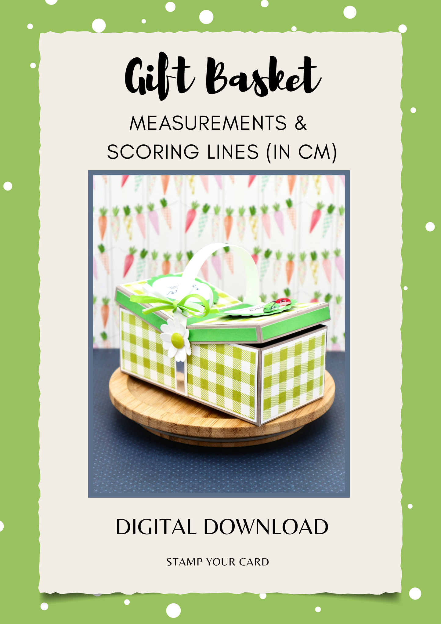 Gift Basket - measurements & scoring lines in CM (PDF-Download) ENGLISH