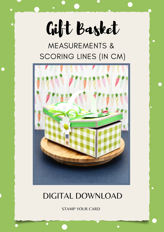 Gift Basket - measurements & scoring lines in CM (PDF-Download) ENGLISH