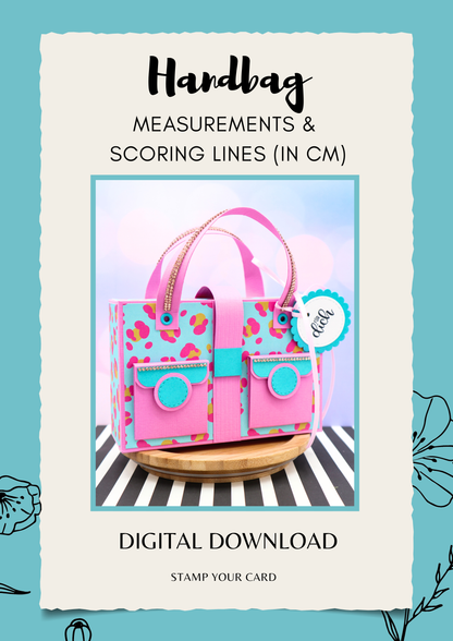 Handbag - measurements & scoring lines in CM (PDF-Download) ENGLISH