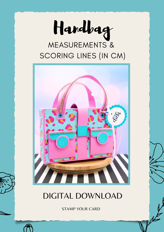 Handbag - measurements & scoring lines in CM (PDF-Download) ENGLISH