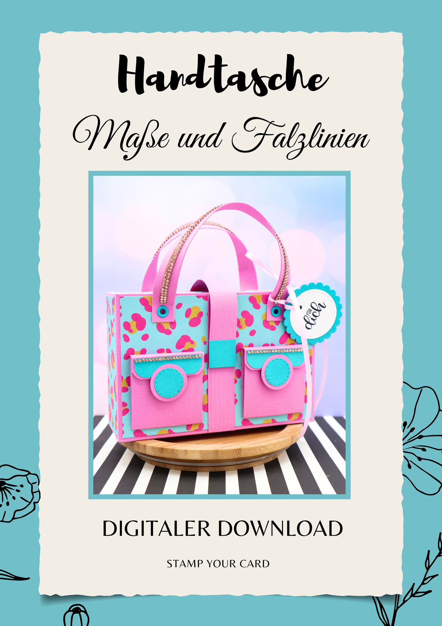 Handtasche - Maße & Falzlinien in CM Angaben (PDF-Download) DEUTSCH