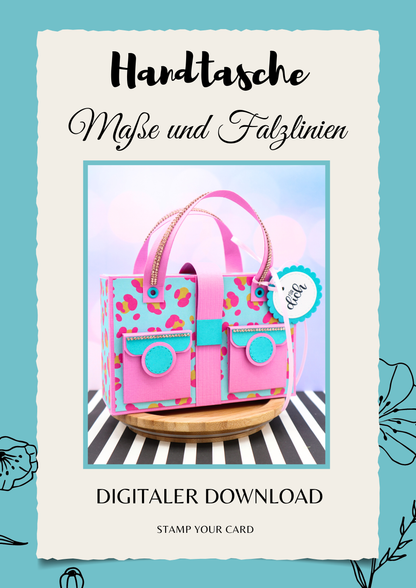 Handtasche - Maße & Falzlinien in CM Angaben (PDF-Download) DEUTSCH